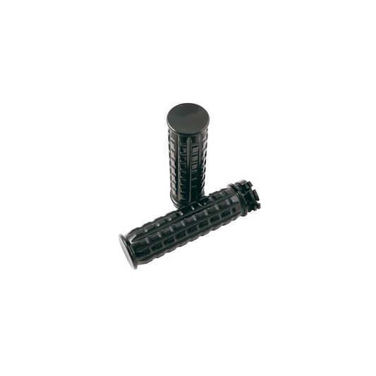MotoTown Grained Billet-Aluminum Cable-Throttle Grip Pair - Black for 1 in. Cable-Throttle Handlebars (FG-100250)
