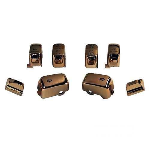 MotoTown 8-Piece True-Replica Handlebar Switch Cap Set - Gold, 1996-2013 Models for 1996-2013 FLT Audio