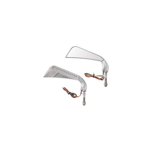 MotoTown California-Style Sequential LED Turn-Signal Mirror Pair - Chrome (FG-100269)