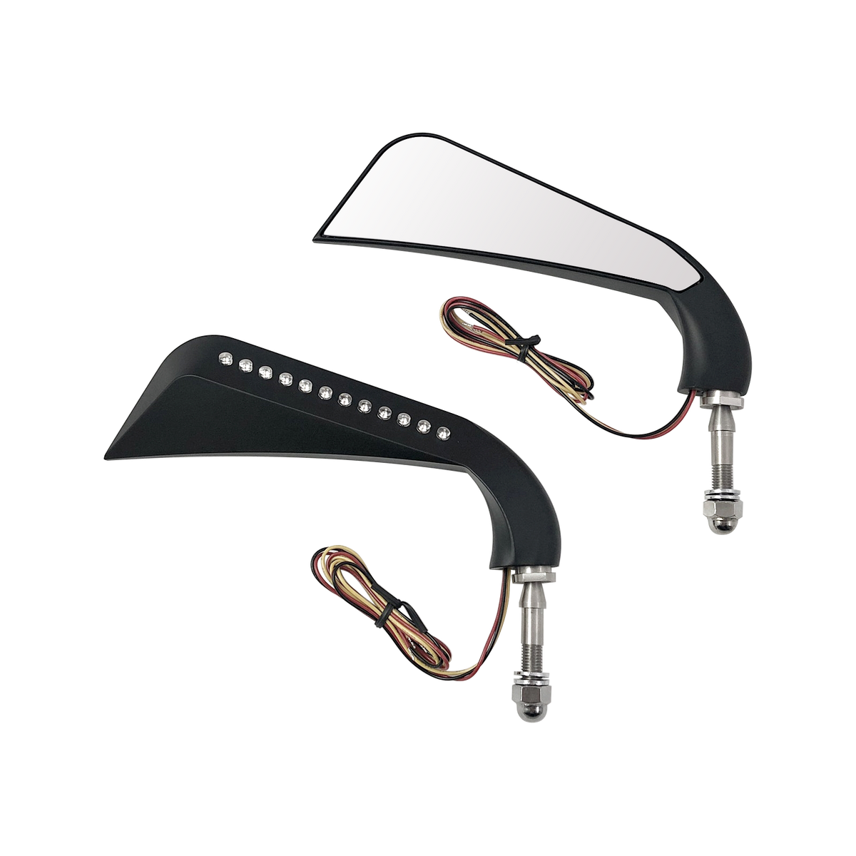 MotoTown California-Style Sequential LED Turn-Signal Mirror Pair - Black (FG-100270)