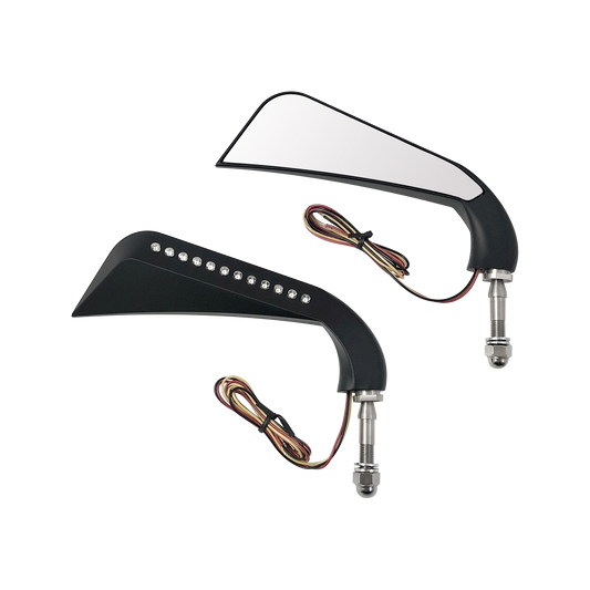 MotoTown California-Style Sequential LED Turn-Signal Mirror Pair - Black (FG-100270)