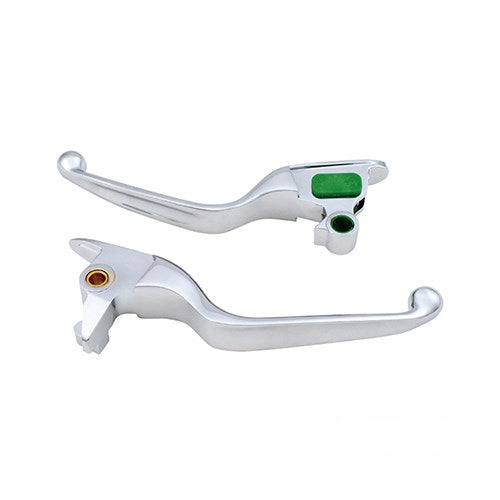 MotoTown Lever Set, Hand Control, Smooth, Chrome for Cable operated - 2018-2024 Softail