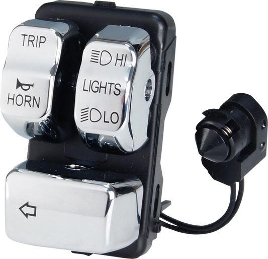 MotoTown Left-Side Can-Bus Handlebar Control Module with Clutch Switch and 48 in. Harness - Chrome