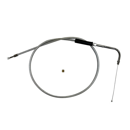 MotoTown 32 in. 90-Degree Throttle Cable - Chrome, 1996-2022 Selected Models for 1996-2016 Big Twin and 2017 Dyna