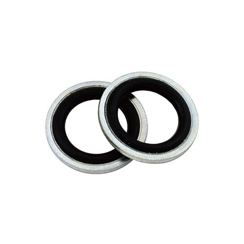 MotoTown 10-Pack 7/16 in. Banjo Bolt Bonded Sealing Washers - Silver / Black