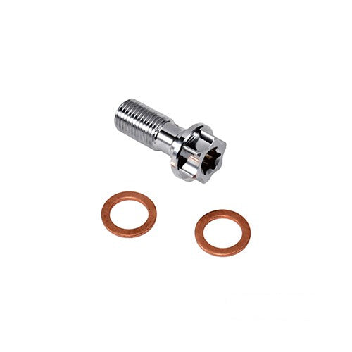 MotoTown Banjo Bolt & Fitting, Brake, 3/8-24, Chrome, 3/8 in