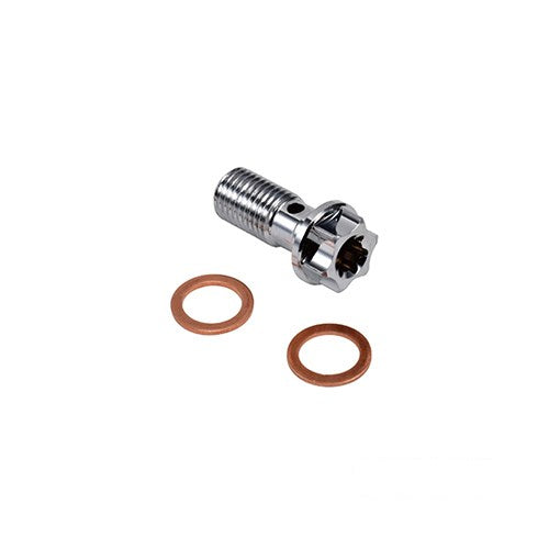 MotoTown Banjo Bolt & Fitting, Brake, 10 mm X 1.25, Chrome
