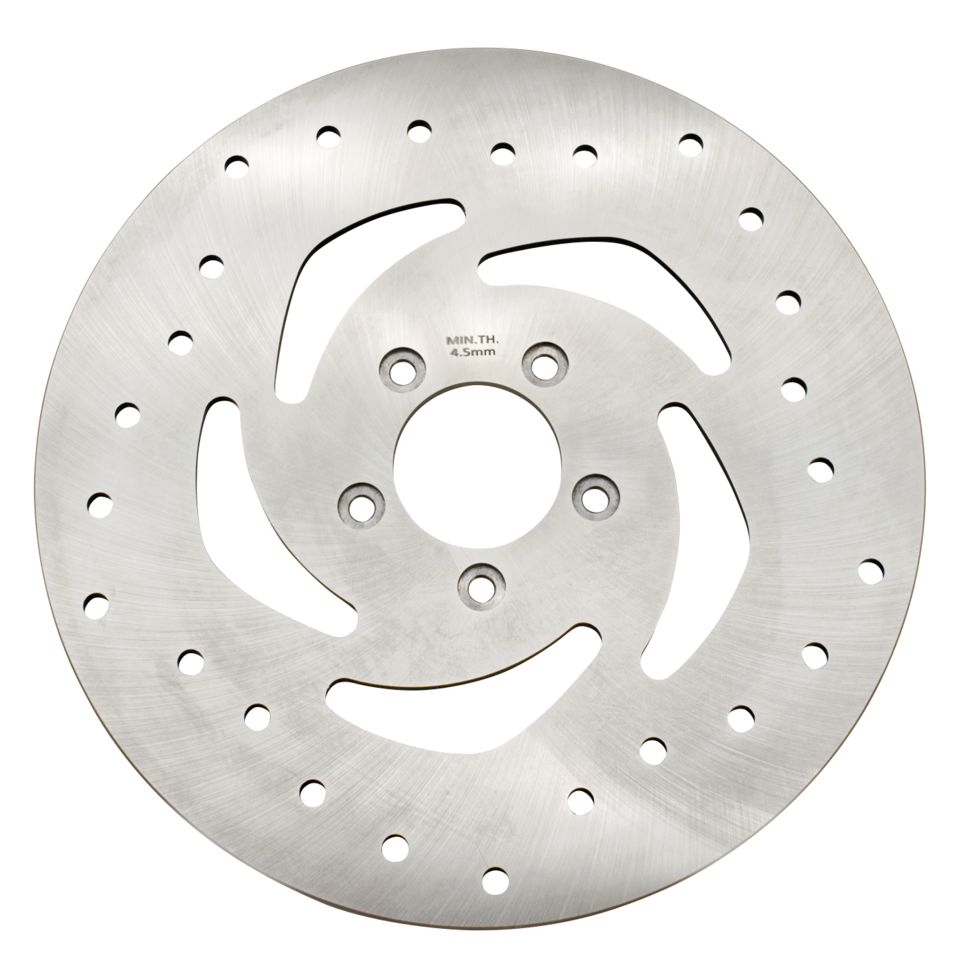 MotoTown 11.8 in. One-Piece Drilled Front Brake Rotor - Ground Stainless
