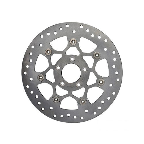 MotoTown 11.8 in. Floating Front Brake Rotor - Silver Brushed Stainless for 2006-2017 Dyna and 2008+ Touring