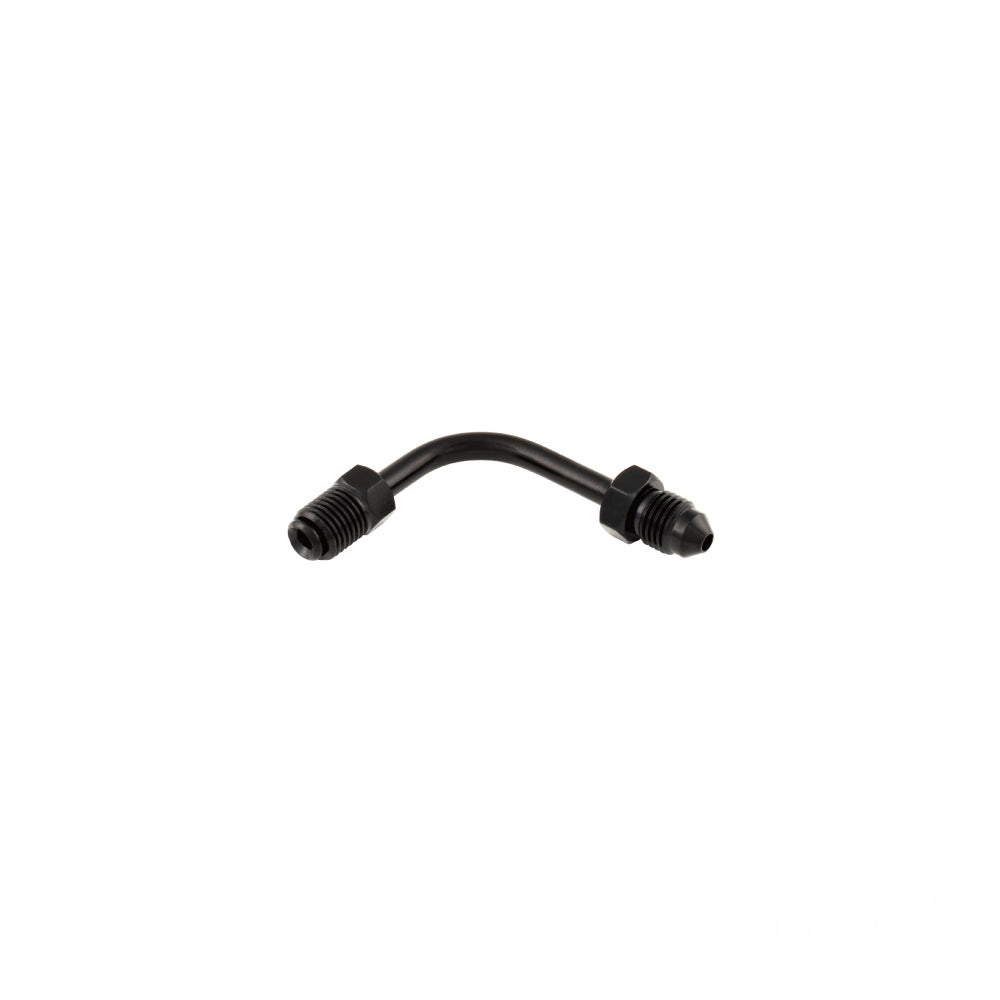 MotoTown 3/8 in.-24 Male Inverted-Flare to AN-3 Male 90-Degree Long Brake Tube Adapter - Black