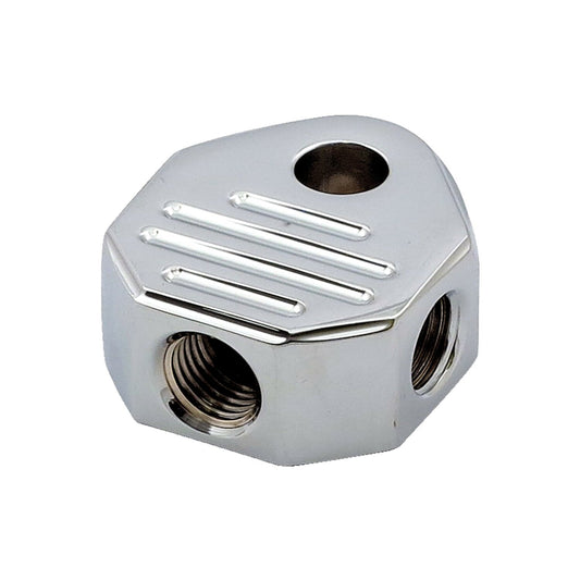 MotoTown Front 3/8-24 Inverted-Flare Brake Tee - Chrome