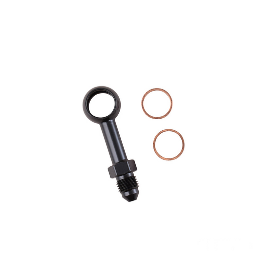 MotoTown 12 mm Straight Banjo-to-AN-3 Brake Line Fitting with Copper Washers - Black