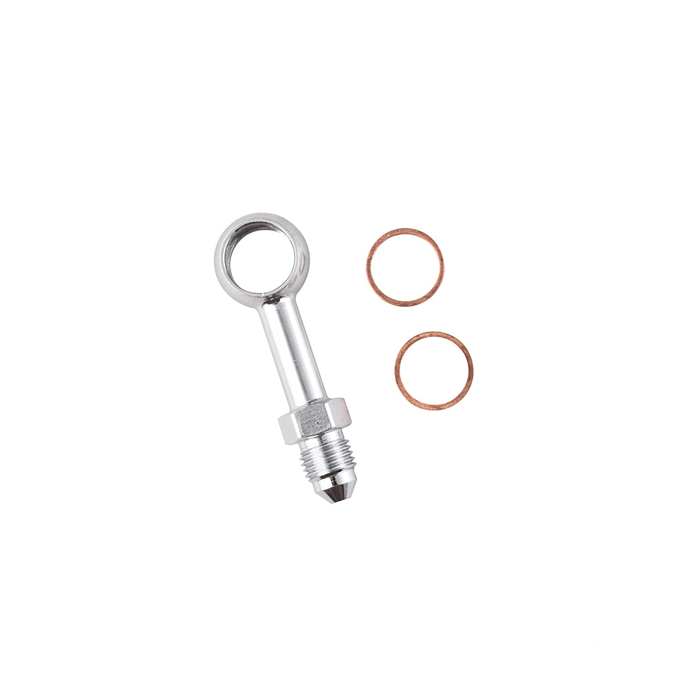 MotoTown 12 mm Straight Banjo-to-AN-3 Brake Line Fitting with Sealing Washers - Chrome