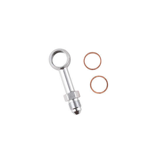 MotoTown 12 mm Straight Banjo-to-AN-3 Brake Line Fitting with Sealing Washers - Chrome