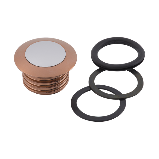 MotoTown Vented Pop-Up Right-Side Gas Cap - Chrome / Gold for 1982+ Harley-Davidson Vented-Cap Tanks (FG-130002)