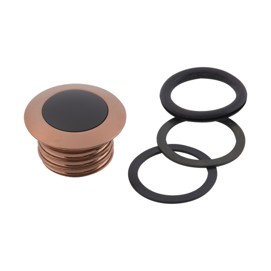 MotoTown Vented Pop-Up Right-Side Gas Cap - Black / Gold for 1982+ Harley-Davidson Vented-Cap Tanks (FG-130003)