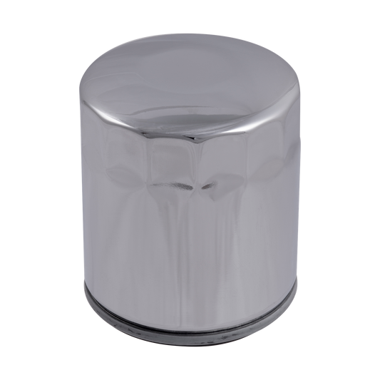 MotoTown 5-Micron Spin-On Oil Filter, OEM 63798-99 / 63798-99A - Chrome for 1999-2017 Twin Cam (FG-130013)
