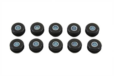 MotoTown 10-Pack Gas Tank Rubber Grommet and Spacer Set, OEM 11447 - Black / Silver for 1984-1999 Softail