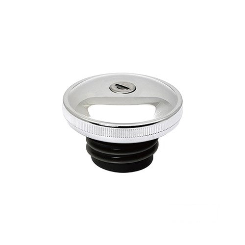 MotoTown Smooth Vented Locking Gas Cap with Flat Keys - Chrome