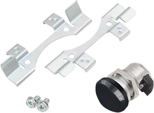 MotoTown Push-Button Fuel Door Latch Kit - Black Button / Zinc-Plated Hardware, OEM 53919-04 for 1992-2025 Touring