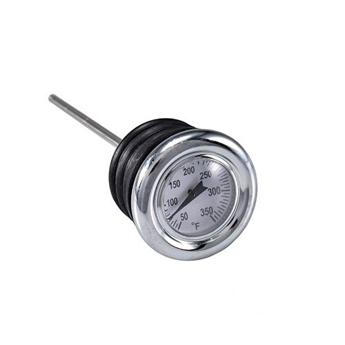 MotoTown Oil Temperature Gauge Dipstick, 72 mm - Chrome / White, OEM 62896-00B