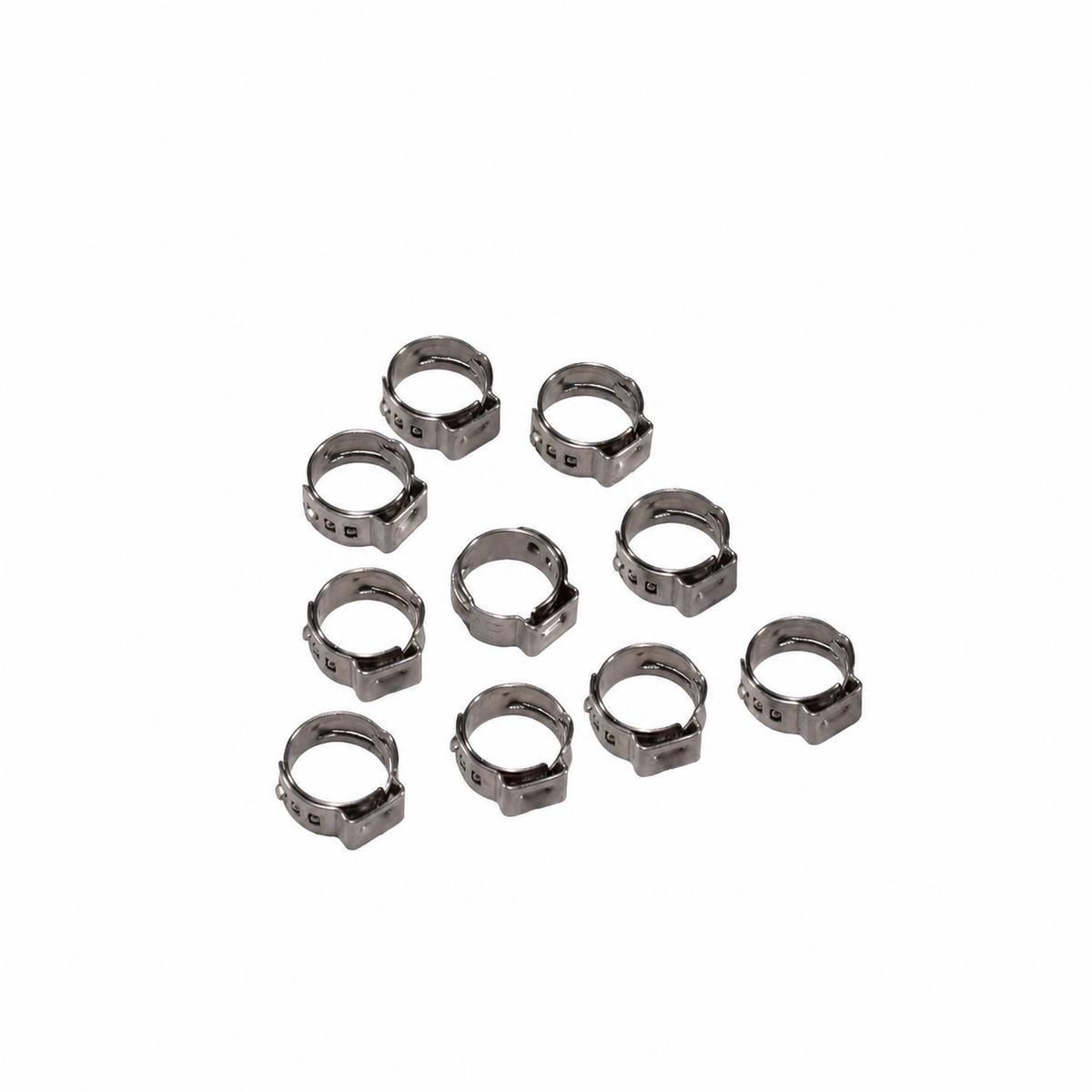 MotoTown 10-Pack 10.8-13.3 mm Stainless Fuel Hose Ear Clamps for 1/4 in. Hose - FG-130076