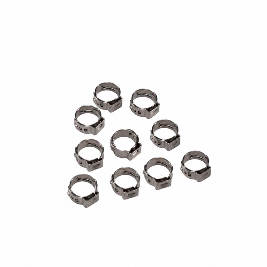 MotoTown 10-Pack 10.8-13.3 mm Stainless Fuel Hose Ear Clamps for 1/4 in. Hose - FG-130076