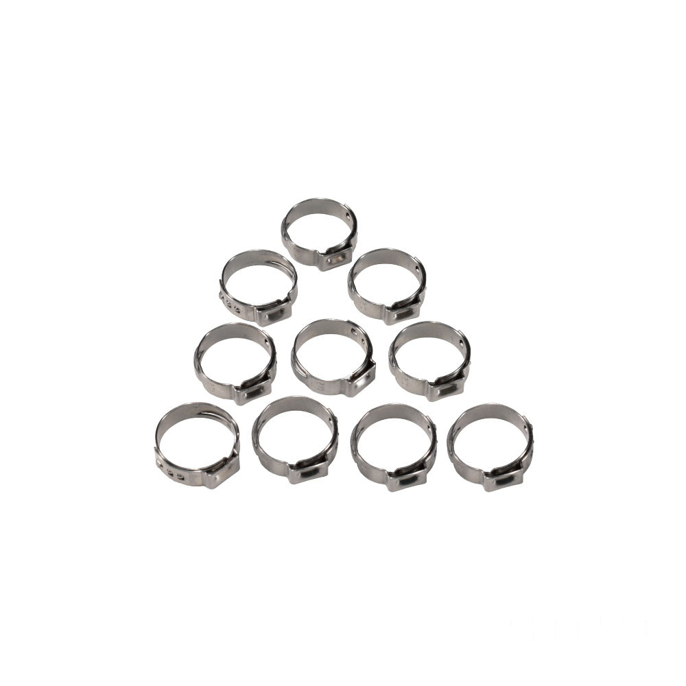 MotoTown 10-Pack 17.8-21.0 mm Stainless Fuel Hose Ear Clamps for 7/16 in. Hose