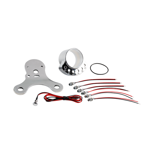 MotoTown 48 mm Single-Gauge T-Bar Mount with Six Indicator-Light Positions - Chrome (FG-140022)