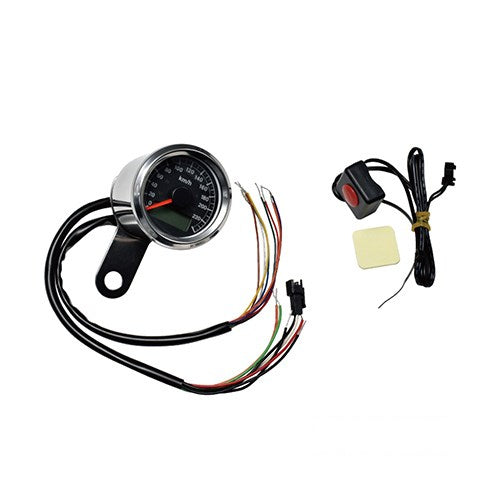 MotoTown 48 mm Electronic Speedometer with Four Indicators - Chrome / Black Face