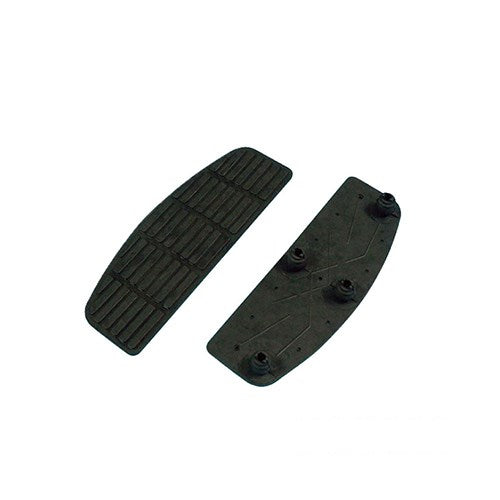 MotoTown D-Shaped Rider Floorboard Rubber Pad Pair with Rectangular-Block Tread - Black, OEM 50614-91A