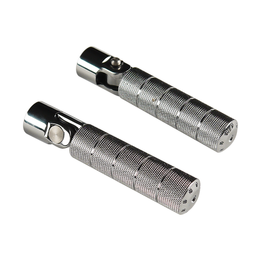 MotoTown Bomber Knurled Folding Footpeg Pair - Chrome, 3/8-16 Mount (FG-170072)