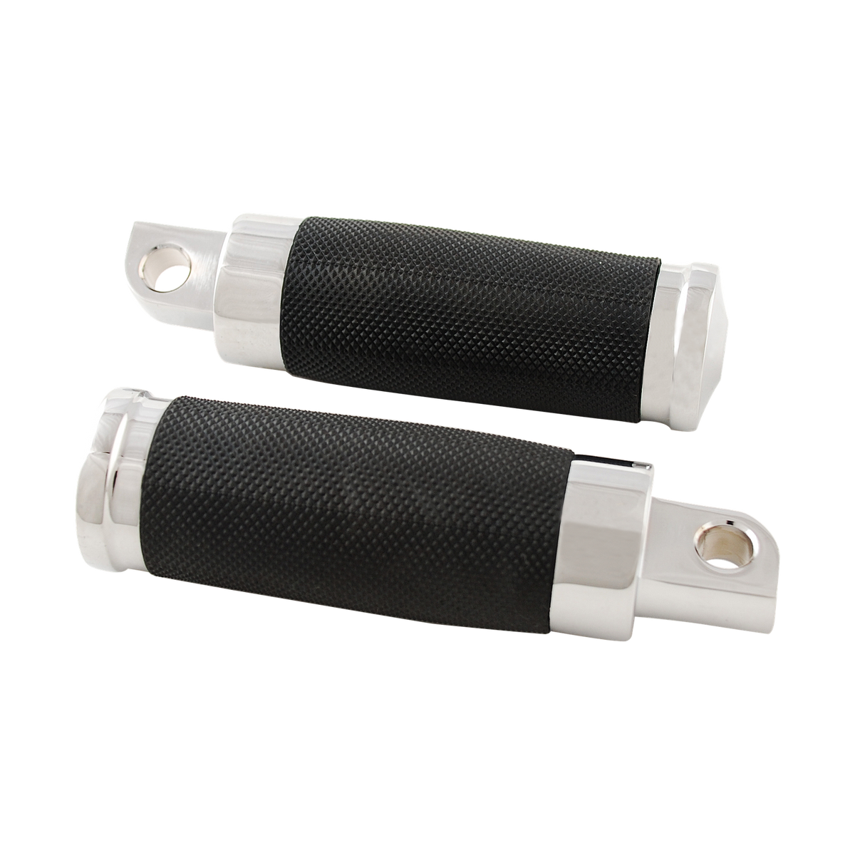 MotoTown Caliber Male-Mount Footpeg Pair - Chrome / Black Rubber (FG-170083)