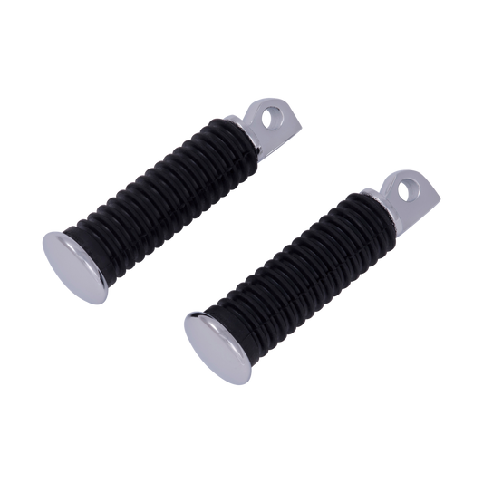 MotoTown Classic Passenger Footpeg Pair - Black Rubber / Polished Chrome, OEM 49117-77 (FG-170101)