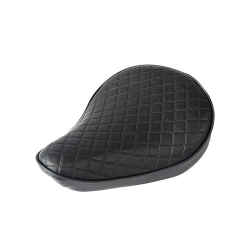 MotoTown Solo Seat, Retro, Small Thick, Diamond Stitch Black