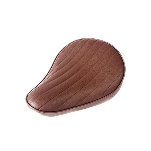 MotoTown Solo Seat, Retro, Small Thick, Tuck & Roll Stitch Brown