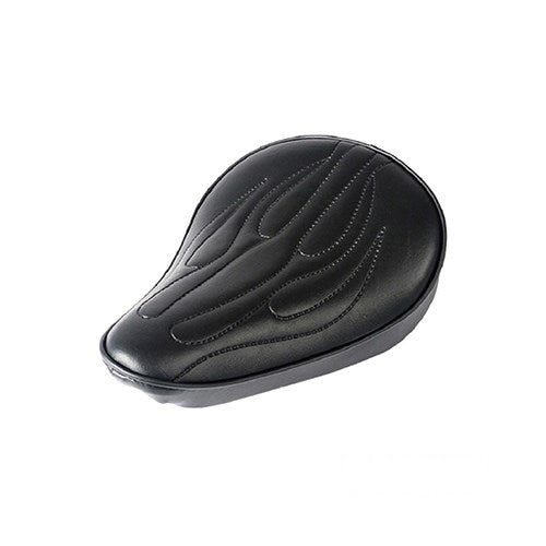 MotoTown Solo Seat, Retro, Small Thick, Flame Stitch Black - Plain