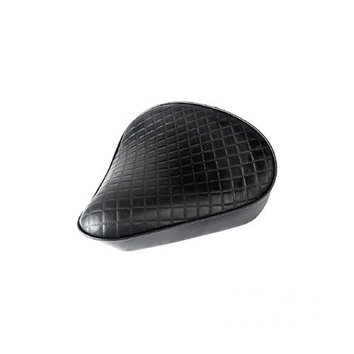 MotoTown Solo Seat, Retro, Large Thick, Diamond Stitch Black