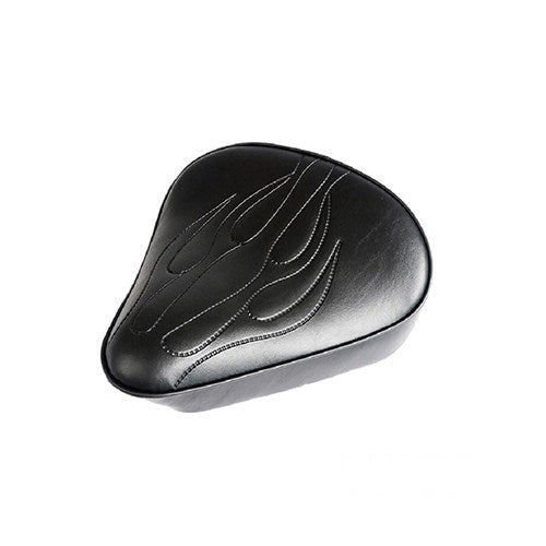 MotoTown Solo Seat, Retro, Large Thick, Flame Stitch Black - Plain