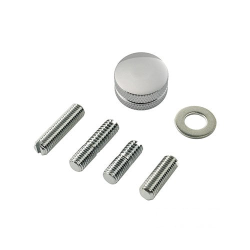 MotoTown 20 mm Knurled Seat Thumbscrew Kit, 1/4-20 / 1/4-28 - Chrome for 1973+ H-D