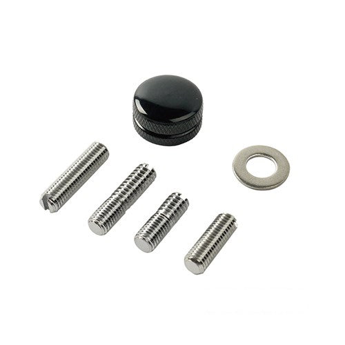 MotoTown Knurled Seat Thumbscrew Kit with 1/4-20 and 1/4-28 Bolts - Black for 1973+ Models