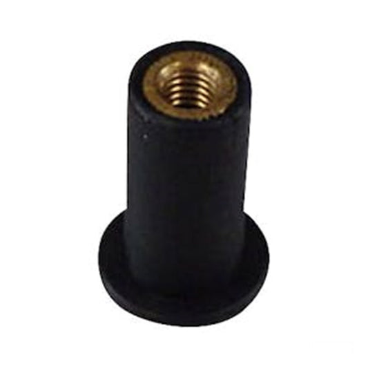 MotoTown 10-Pack #10-32 Cable-Clip Mount Rubber Well Nuts - Black / Brass