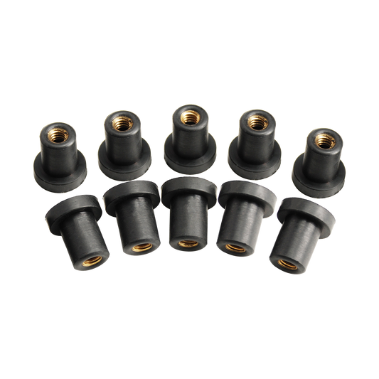 MotoTown 1/4-20 Oil-Tank Well Nut Set, 10-Pack - Brass (FG-190057)