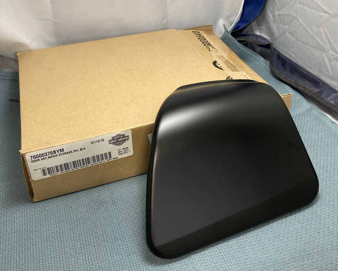 Harley-Davidson Right-Side Media-Storage Door Assembly | Black Denim | 76000376BYM