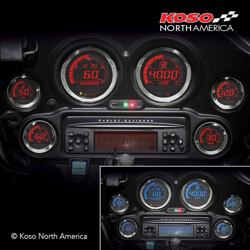 Koso North America KOSO LCD DUAL COLOR METER SILVER BEZEL