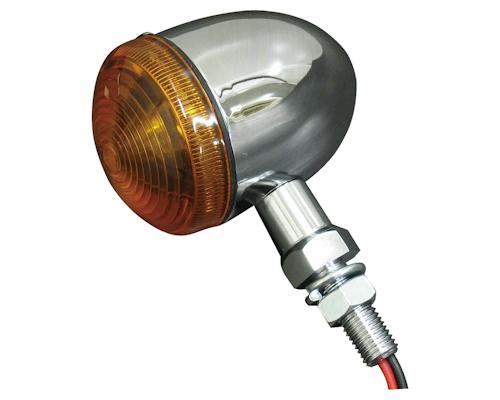 Neofactory 000312 chrome smooth-lens turn signal with orange lens and M8 mounting bolt