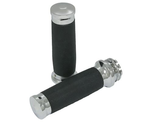 Neofactory 001278 knurled rubber cable-throttle grip pair Chrome