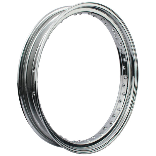 MotoTown 21 x 3.25 in. 40-Hole Deep-Drop Steel Rim with 8.5 mm Center Valve - Chrome