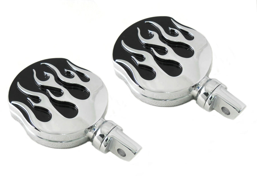 MotoTown Flame Highway-Bar Footpeg Set - Chrome