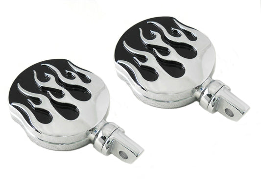 MotoTown Flame Highway-Bar Footpeg Set - Chrome